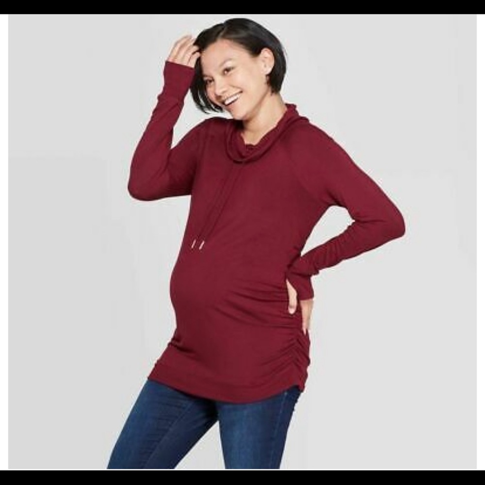 Isabell Maroon Cowlneck Sweater